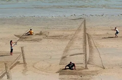 خلاقیت هنر ماسه ساحل