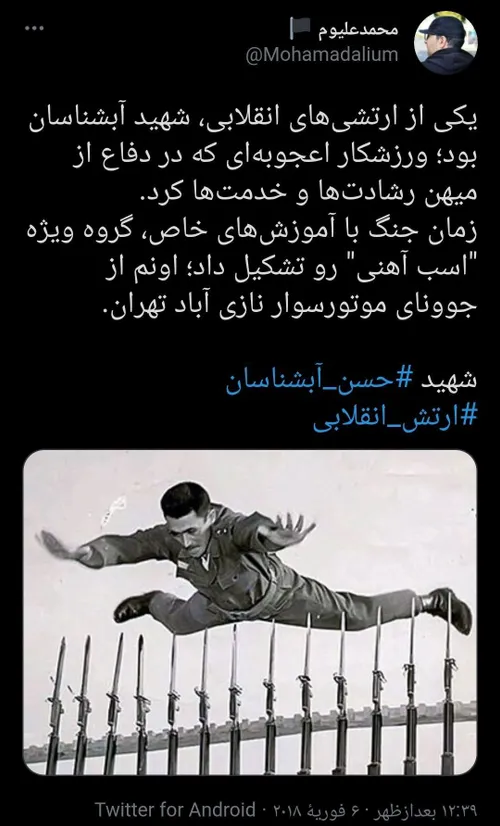 یکی از ارتشی های انقلابی، شهید آبشناسان بود؛ ورزشکار اعجو