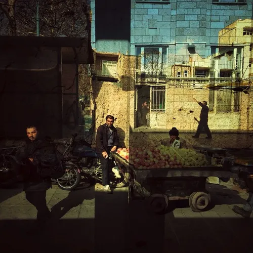 Peddlers selling apples in Tabriz suburb, Iran.