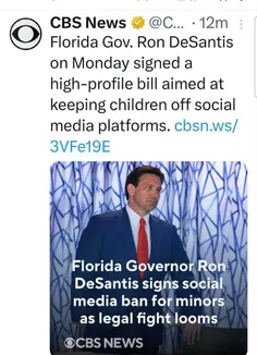 💢ممنوعیت شبکه‌های اجتماعی برای نوجوانان در فلوریدا 