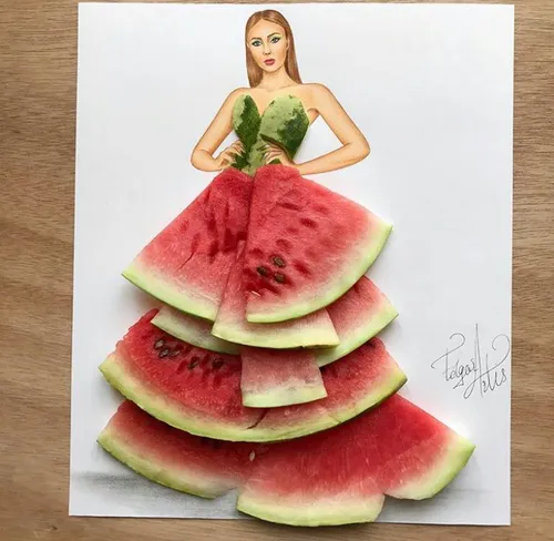 نقاشی هنر میوه ترکیب رنگ جالب زیبا خلاقیت👏