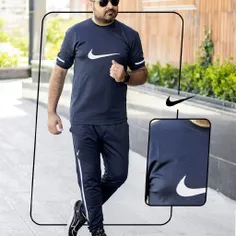 🔸 ست تیشرت شلوار سورمه ای مردانه آستین کوتاه Nike مدل 157