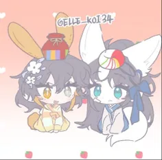 Kawaii photo of rabbit girl and fox girl