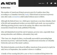 ۸ میلیون آمریکایی دیگر زیر خط فقر رفتند