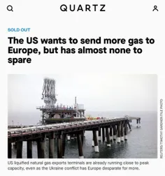 🔴نشريه امريكايي كوارتز: امريكا اعلام کرده صادرات گاز روسی