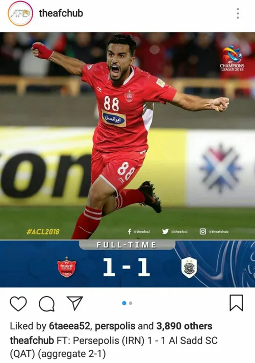 واکنش صفحه رسمی AFC به صعود طوفان سرخ به فینال لیگ قهرمان