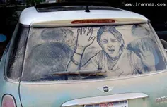 نقاشی روی شیشه های کثیف ماشین