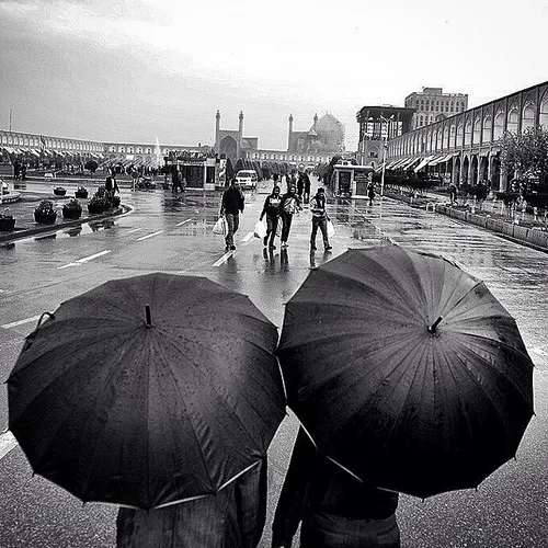 Naqsh-e Jahan Square on a rainy day. Isfahan, Iran. Photo