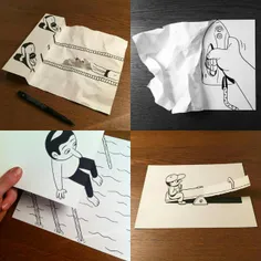 یک هنرمند خلاق دانمارکی با #نقاشی های ساده روی کاغذ توانس