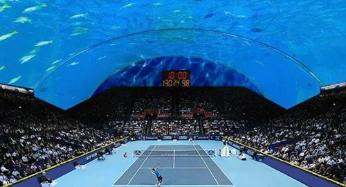 نخستین زمین تنیس زیر آب جهان در دبی 😳 😄 😄