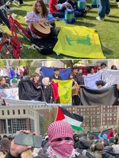 پرچم های زیبای حزب الله در تجمعات و راهپیماییهای دانشجویی
