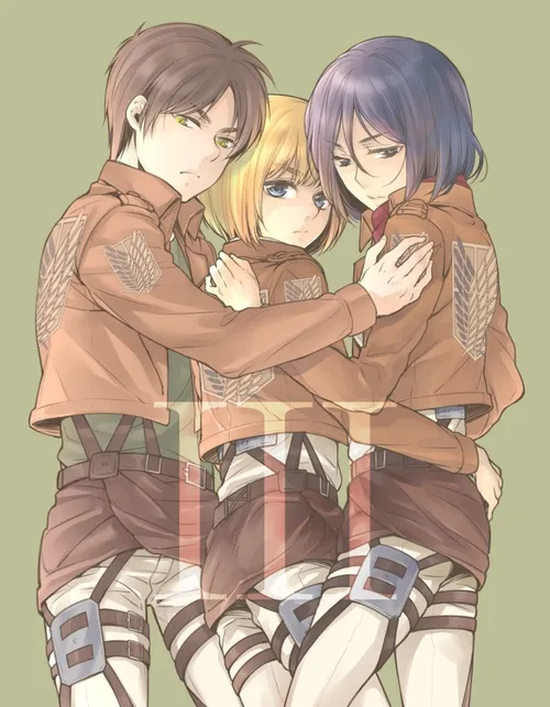 Mituha art🍰 E M A😶 💞 Eren jaeger💚 armin arlert💙 mikasa💜 a