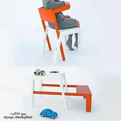 یک#طراحی جالب برای داشتن میز و صندلی در کنار هم با یک ترک