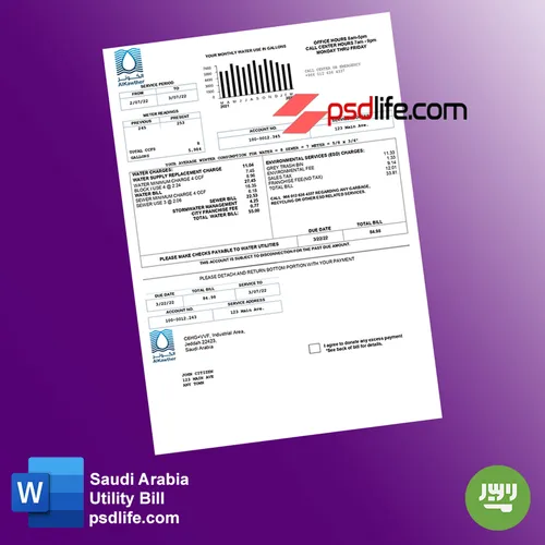 Saudi Arabia Electricity Company utility bill fake Psd Template | free fake utility bill for proof of address | fake utility bill for proof of address