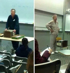 این اقا استاد دانشگاهه که برای اعتراض از اینکه ساعت کلاسش
