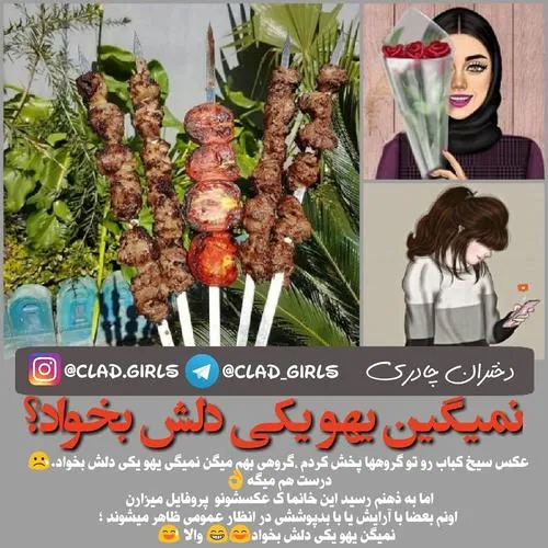 عکس سیخ کباب رو تو گروهها پخش کردم 🍡 😋