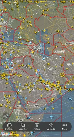تمام پروازهای آسمان ایران ، عراق ، سوریه و لبنان به سمت ش