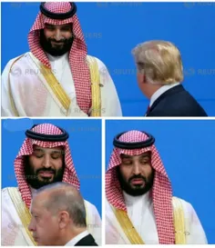 🔺 چهره بن‌سلمان، هنگام عبور رجب طیب اردوغان و دونالد ترام