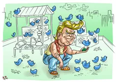 کاریکاتور درباره ی نحوه ی کار با توییتر توسط ترامپ