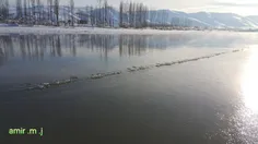 فصل زمستان و یخ زدن آب رودخانه قزل اوزن