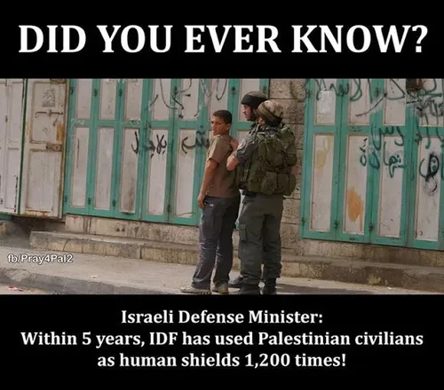 استفاده ی اسرائیل از غیرنظامی های فلسطینی بعنوان "سپر انس