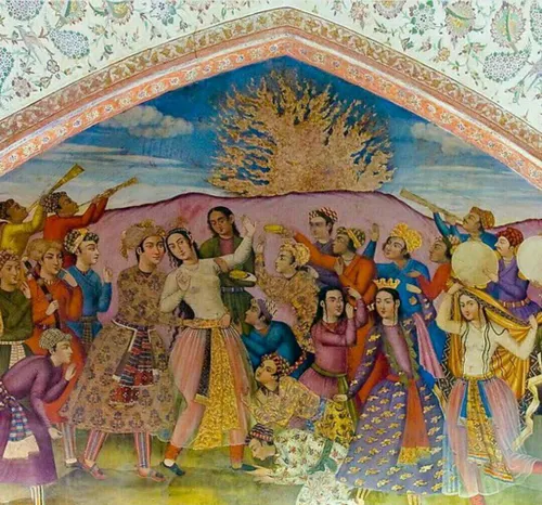 نقاشی جشن چهارشنبه سوری در کاخ چهلستون اصفهان