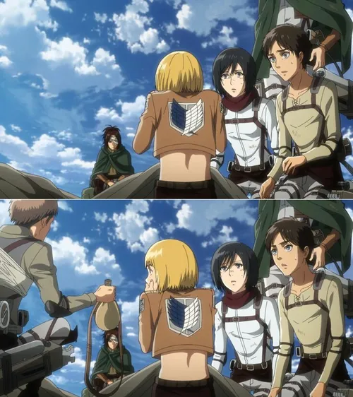 shingeki~S3 ep 19💥 🔥 armin arlert💙 Eren jaeger💚 mikasa at