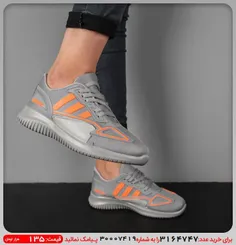 کفش ورزشی Adidas دخترانه طوسی نارنجی مدل Kiana