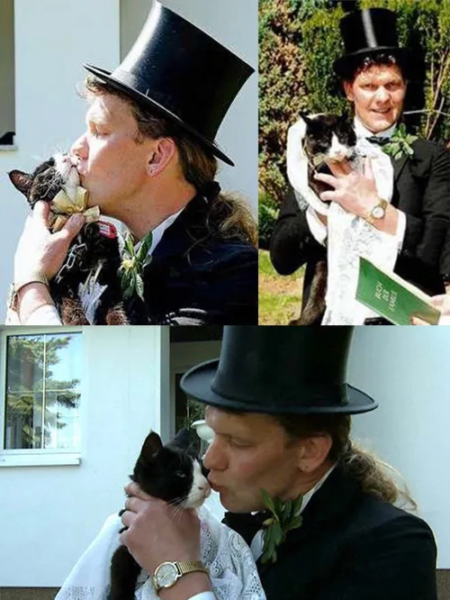 ازدواج مرد آلمانی با گربه