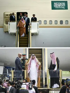 پادشاه عربستان با آسانسور از هواپیما پایین آمد.