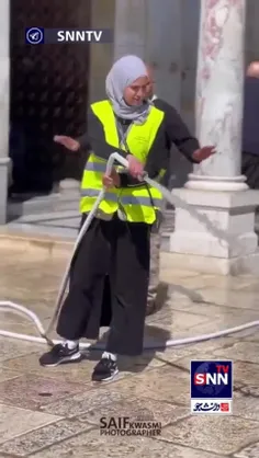 🎥 نظافت صحن های مسجدالاقصی در قدس توسط بانوان فلسطینی برا