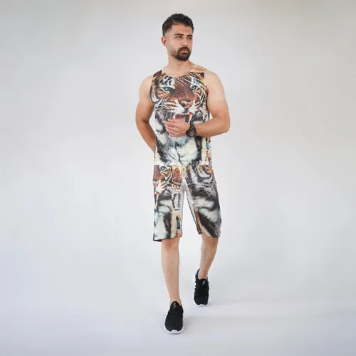 ست رکابی و شلوارک مردانه طرح ببر برای راحتی شما