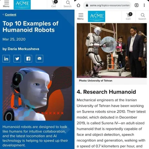 🏆 به گزارش انجمن مهندسی مکانیک آمریکا (ASME)، ربات انسان 