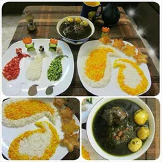 برنج و خورشت سبزی