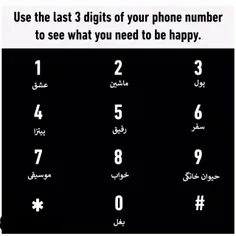سه تا رقم آخر شماره‌ تلفن‌تون چیه؟