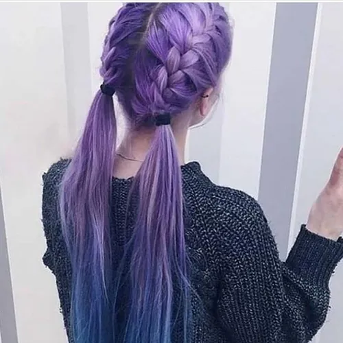 girl purple hair profile
