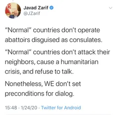 محمدجواد ظریف وزیر امور خارجه جمهوری اسلامی ایران در توئی