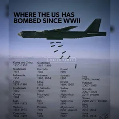 🧾 لیست کشورهایی که آمریکا بعد از جنگ جهانی دوم، بمباران ک