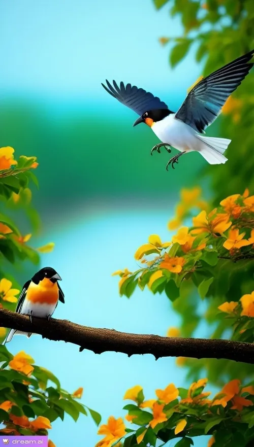 پرندگان در طبیعت زیبا