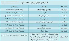 جدول پخش فیلم‌های تلویزیون از شبکه های مختلف سیما در نیمه