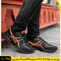 🏆کفش ورزشی Asics مردانه مشکی نارنجی مدل Kaloni