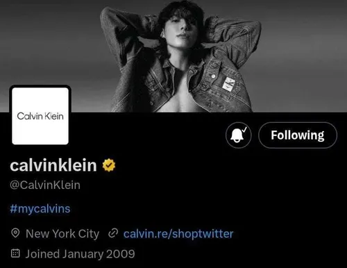 ☆ اکانت توییتر Calvin Klein به این عکس از جونگ کوک تغییر 