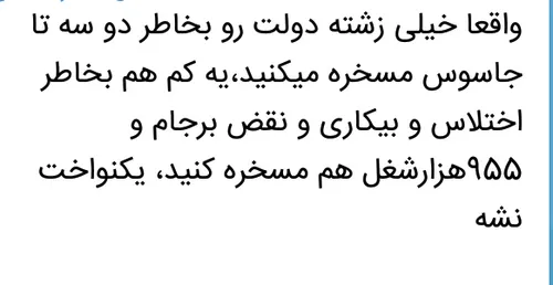 ‏واقعا خیلی زشته دولت رو بخاطر دو سه تا جاسوس مسخره میکنی