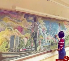 #نقاشی‌های فوق‌العاده‌ای که دانش‌آموزان هنگ‌کنگی با#گچ رو