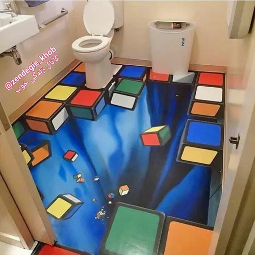 نقاشی سه بعدی کف توالت 😱