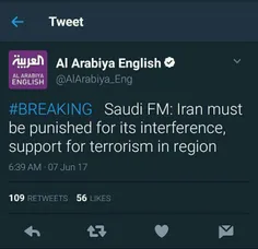 🔻 وزیر خارجه عربستان قبل از حوادث تروریستی امروز گفته بود