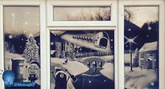 #هنرنمایی فوق العاده روی#شیشه های#یخ_زده😍 #هنر و#خلاقیت