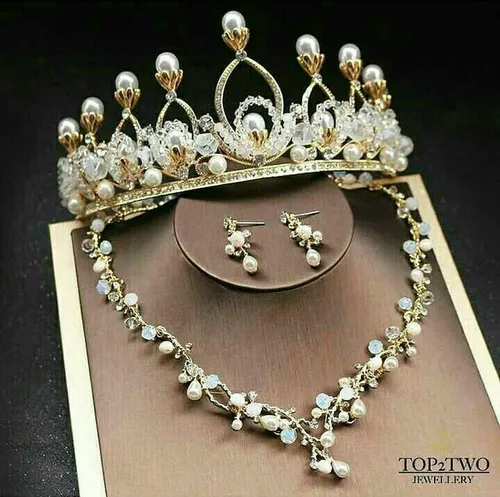 ست جواهرات عروس تاج عروس گردنبند گوشواره