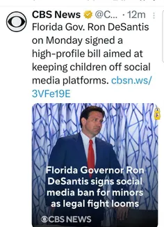 🔻ممنوعیت شبکه‌های اجتماعی برای نوجوانان در فلوریدا 