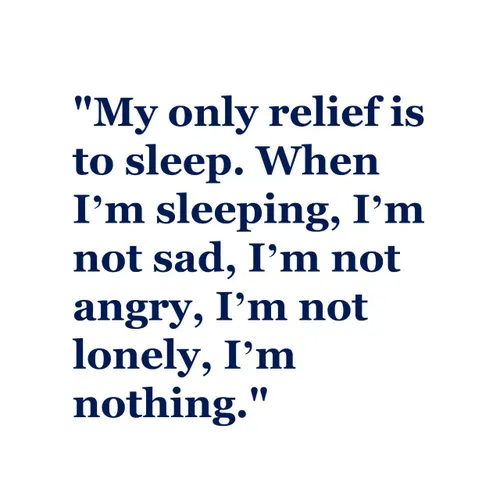 تنها راحتیم زمانیه که خوابم، نه ناراحتم، نه عصبانی، نه بی